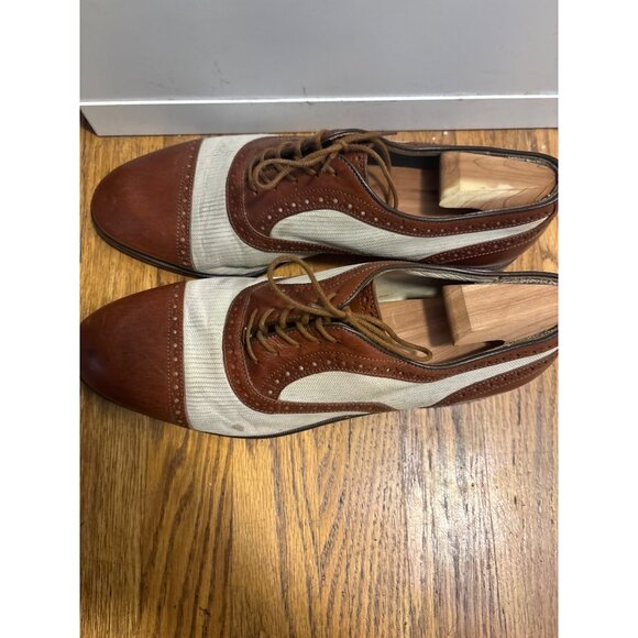 Vintage Johnston Murphy Spectator Cap Toe Brogue Oxford Shoes Size 11D Leather & - Picture 7 of 11